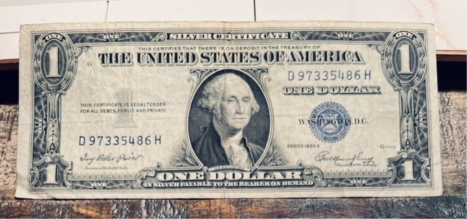 Series 1935 E Blue Seal One Dollar Silver Certificate 