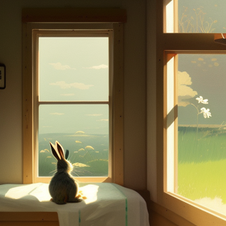 Listia Digital Collectible: Rabbit looking out the window