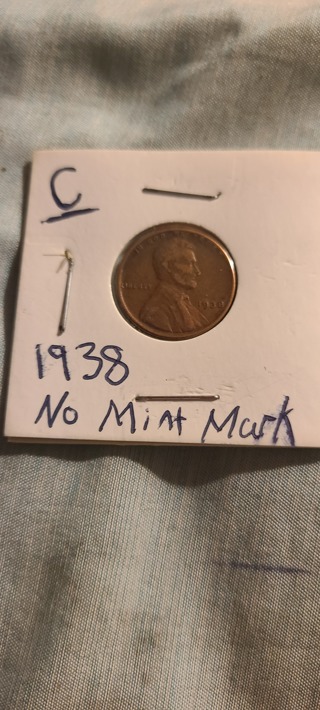 1938 wheat cent penny no mint mark