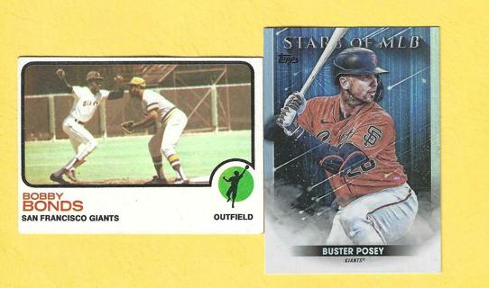 1973 Topps Bobby Bonds +2022 Topps Buster Posey Stars of MLB insert Giants Baseball Card