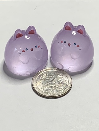 PUDDING CATS~#4~PURPLE~SET OF 2~GLOW IN THE DARK~FREE SHIPPING!