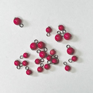 Pink Marbled Round Glass Beads 