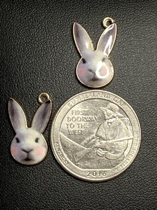 BUNNY/RABBIT FACE CHARMS~#3~SET OF 2 CHARMS~FREE SHIPPING!