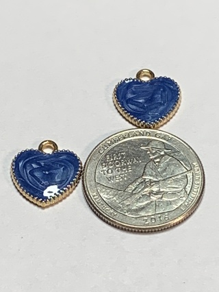 ❤ENAMEL HEART CHARMS~#3~BLUE~SET OF 2 CHARMS~FREE SHIPPING❤