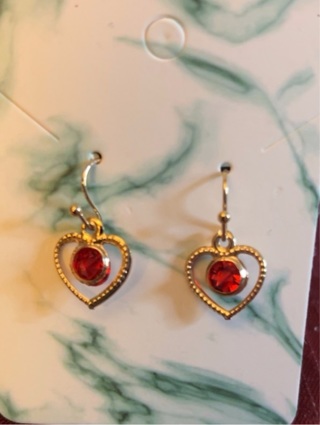 Homemade gold/red heart earrings(PLEASE READ BELOW)