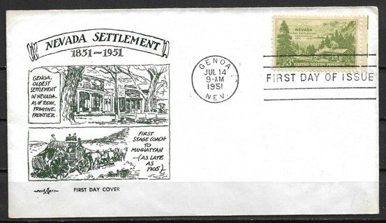 1951 Sc999 Nevada Settlement Centennial FDC