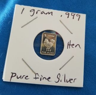 One gram .999 pure fine ☆Silver☆ collectable bar ~Hen~