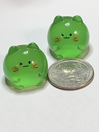 FAT CATS~#1~GREEN~SET OF 2 CATS~GLOW IN THE DARK~FREE SHIPPING!