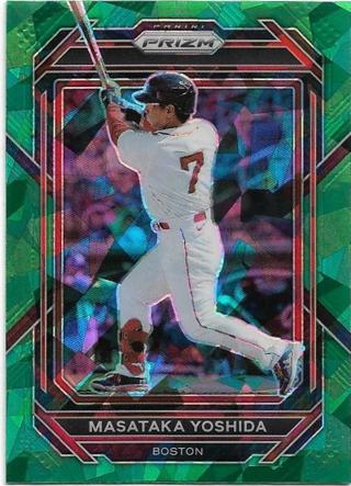 2023 PRIZM MASATAKA YOSHIDA GREEN CRACKED ICE PRIZM REFRACTOR ROOKIE CARD