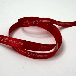 Red Merry Christmas 3/8” Wide Ribbon