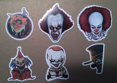6 "Creepiest Cluster of Clowns" Stickers