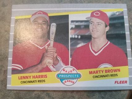 1989 FLEER MAJOR LEAGUE PROSPECTS L. HARRIS/M. BROWN CINCINNATI REDS BASEBALL CARD# 645