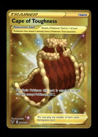 NM Gold Secret Rare Cape of Toughness Pokemon card