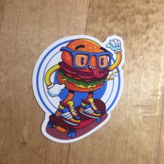 Skateboard Burger Boy Vinyl Sticker | 2" x 2 1/2"