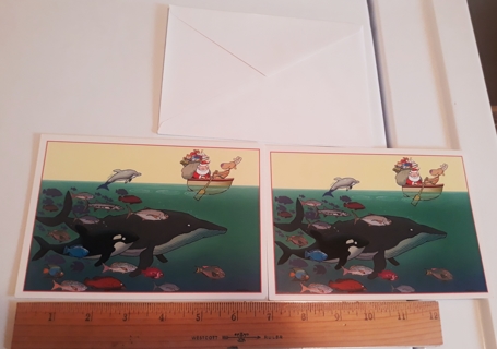 ☃ Funny Fishing Christmas Cards (with Envelopes) ☃