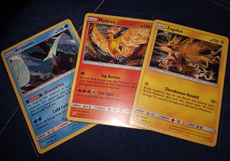 Legendary bird holo pokemon cards