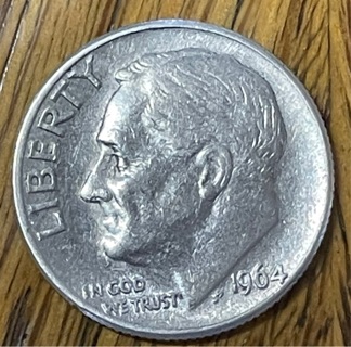 1964 D Silver Roosevelt Dime Very Fine + 90% Silver 