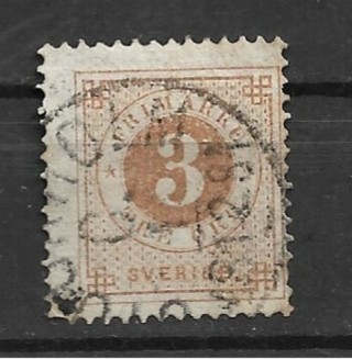 1877 Sweden Sc28 Numeral "3" used