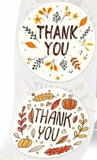 ➡️⭕(8) 1" Fall Themed 'Thank you' STICKERS!!