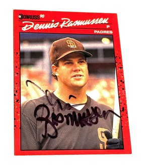 Autographed 1990 DONRUSS DENNIS RASMUSSEN SAN DIEGO PADRES #420