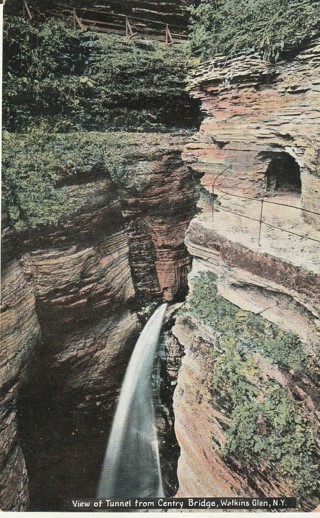 Vintage Unused Postcard: b: Tunnel from Centry Bridge, Watkins Glen, NY