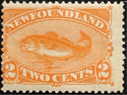 MHH Newfoundland SC#48 2c red orange Codfish