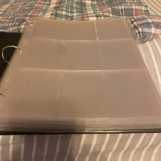 Large binder with (50) 9 pocket plastic pages (used)