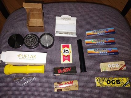 Massive rolling paper , grinder , tube nectar, smell proof bags lot