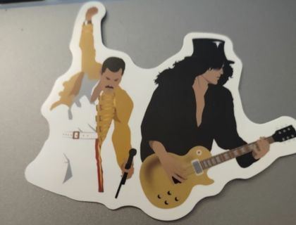 Freddie Mercury Queen Slash Guns and Roses sticker for Laptop Xbox toolbox PS4 water bottle
