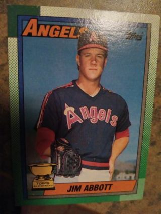 1990 TOPPS ALL STAR ROOKIE JIM ABBOTT CALIFORNIA ANGELS BASEBALL CARD# 675