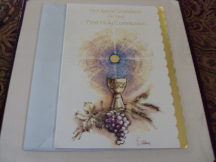 First Holy Communion Card Grandson New With Envelope