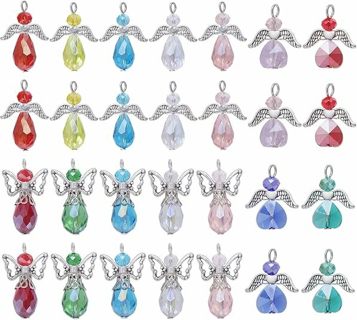 5pc Mixed Faceted Glass Angel Charms #3 (PLEASE READ DESCRIPTION)