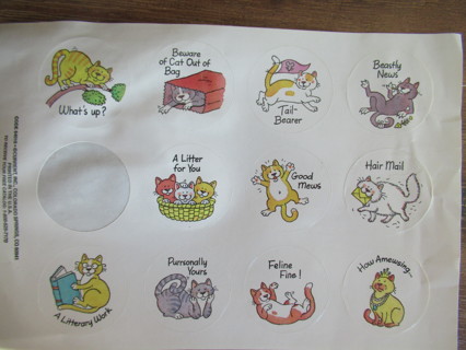 Fun sheet of  FUNNY CAT  stickers