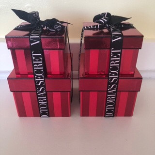 2 Victoria’s Secret Red Stripe Store Display Storage Boxes Excellent Gift Boxes • Free Shipping