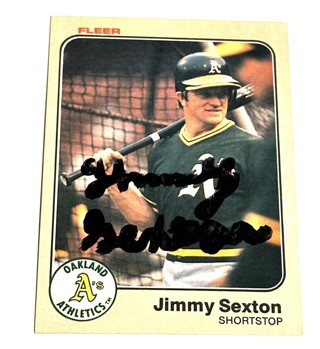 Autographed JIMMY SEXTON OAKLAND ATHLETICS #533 - FLEER  1983