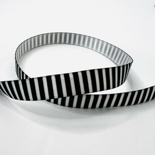 Black & White Striped Satin 3/8” Wide Ribbon 