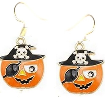 GP ENAMEL PIRATE PUMPKIN EARRINGS (PLEASE READ DESCRIPTION)