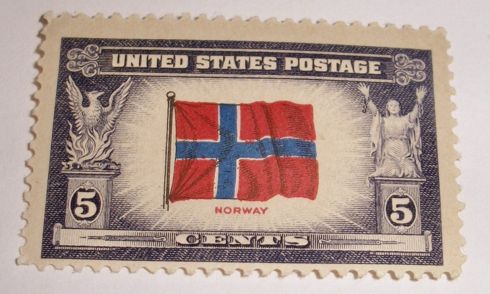 Free: Scott #911, Flag of Norway, 1 Useable 5¢ US Postage Stamp. Has Original Gum.