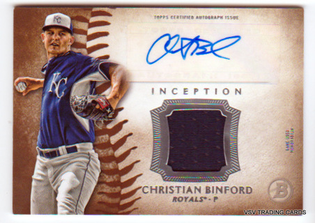 Christian Binford, 2015 Bowman Inception AUTOGRAPH RELIC Card #IAR-CB, Kansas City Royals, (LB8)