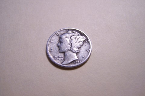 Silver 1942 Winged Liberty Head Mercury Dime