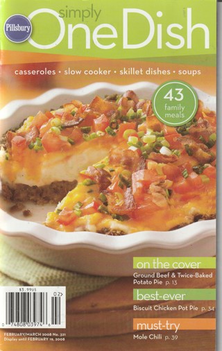 Soft Covered Recipe Book: Pillsbury: One Dish