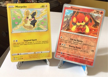 2 Pokemon Cards - Morpeko and Pansear