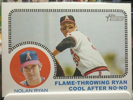 2022 Topps Heritage High Number Nolan Ryan Flame-Throwing Ryan Cool After No-No