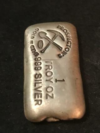 Prospector Gold and Gems 1 oz (Ounce) Poured - Loaf .999 Silver Bar
