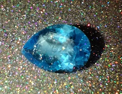 GEMSTONE NATURAL BLUE TOPAZ BIG 7.25 CARATS PEAR SHAPE AT A STEAL OF A DEAL PRICE BIDDING STARTS 99