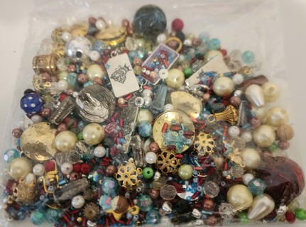 6.5 ozs Bag of Mixed Beads, Pearls & Jewelry Findings!!