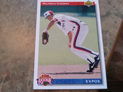 1992 UPPER DECK STAR ROOKIE WILFREDO CORDERO MONTREAL EXPOS BASEBALL CARD# 16