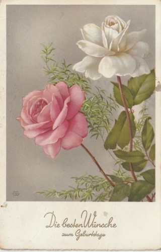 Vintage Used Postcard: (q): Overseas Floral