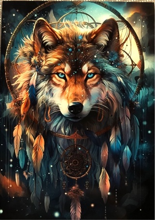 Wolf and dream catcher - 3 x 5” MAGNET - GIN ONLY