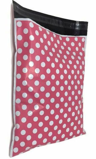 ➡️NEW⭕(1) Pink w/White Polka-Dots 6x9" POLY MAILER